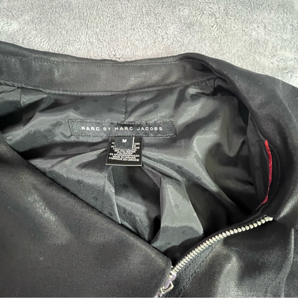 Marc by Marc Jacobs Medium Black Asymmetric Cropped Zip Jacket - Picture 3 of 9